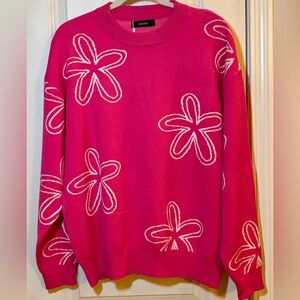 NWT Dokotoo women’s Pink Floral Sweater size Large